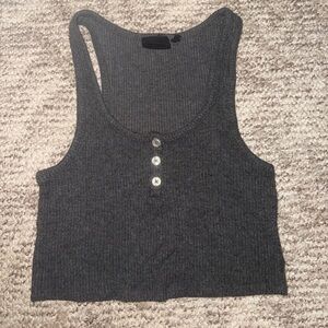 Urban Outfitters Charcoal Ribbed Tank Top